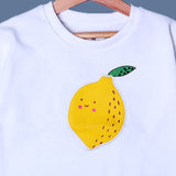 WHITE "LEMON" PRINTED TERRY FABRIC SWEATSHIRT