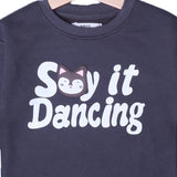 GREY "SAY IT DANCING" PRINTED TERRY FABRIC SWEATSHIRT