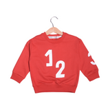 RED "1/2" PRINT TERRY FABRIC SWEATSHIRT