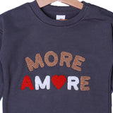 GREY "MORE AMORE" EMBROIDERED TERRY FABRIC SWEATSHIRT