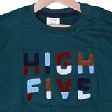 GREEN "HIGH FIVE" EMBROIDERED TERRY FABRIC SWEATSHIRT