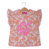 LOVE PINK ALL OVER FLOWERS PRINTED T-SHIRT TOP FOR GIRLS