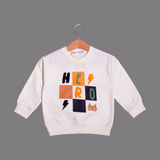 CREAM "HERO" PRINT TERRY FABRIC SWEATSHIRT