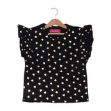 BLACK WITH GOLDEN HEARTS PRINTED T-SHIRT TOP FOR GIRLS