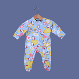 MULTI COLOR KITTEN & HEARTS PRINT FULL BODY FULL SLEEVES ROMPERS