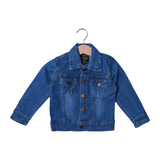 BLUE DOUBLE POCKET MICKEY PRINT DENIM JACKET