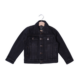 BLACK DOUBLE POCKET MICKEY PRINT DENIM JACKET