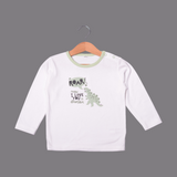 WHITE "ROAR DINO" PRINT WITH POLKA DOT PAJAMA SUIT FOR WINTERS