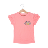 PEACH GOOD VIBES PRINTED T-SHIRT TOP FOR GIRLS