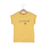 YELLOW BEAUTY GIRL PRINTED T-SHIRT TOP FOR GIRLS