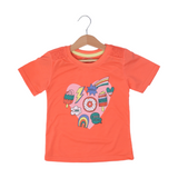 DARK PEACH HEART BOOM GOOD VIBES PRINTED T-SHIRT TOP FOR GIRLS