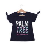 NAVY BLUE PALM TREE PRINTED T-SHIRT TOP FOR GIRLS