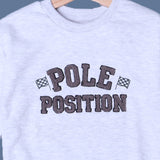 HAZEL GREY "POLE POSITION" EMBROIDERED  TERRY FABRIC SWEATSHIRT