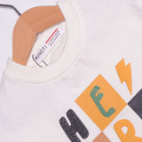 CREAM "HERO" PRINT TERRY FABRIC SWEATSHIRT