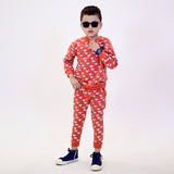 AMBER ORANGE "KOALA" PRINT TERRY FABRIC SUIT FOR WINTERS