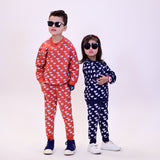 NAVY BLUE "KOALA" PRINT TERRY FABRIC SUIT FOR WINTERS