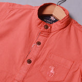 ORANGE HALF SLEEVES SINGLE POCKET SHIRT