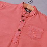 LIGHT ORANGE HALF SLEEVES SINGLE POCKET SHIRT