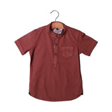 BROWN HALF SLEEVES SINGLE POCKET SHIRT