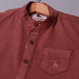 BROWN HALF SLEEVES SINGLE POCKET SHIRT