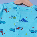 SKY BLUE TRUCKS PRINT FULL BODY FULL SLEEVES ROMPERS