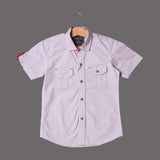 HAZEL GREY HALF SLEEVES DOUBLE POCKET SHIRT