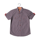 DARK GREY HALF SLEEVES DOUBLE POCKET SHIRT