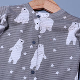 GREY BEAR & STARS PRINT FULL BODY FULL SLEEVES ROMPERS