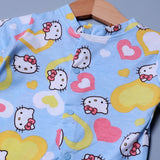 MULTI COLOR KITTEN & HEARTS PRINT FULL BODY FULL SLEEVES ROMPERS