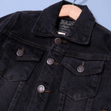 BLACK DOUBLE POCKET MICKEY PRINT DENIM JACKET