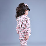 PINK HOODIE BUGS BUNNY PRINTED TERRY FABRIC SUIT FOR WINTERS