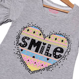 HAZEL GREY HEART SMILE PRINTED T-SHIRT FOR GIRLS