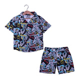 BATMAN PRINT WITH SHORTS COTTON JERSY FABRIC BABA SUIT