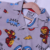 IRON MAN PRINT WITH SHORTS COTTON JERSY FABRIC BABA SUIT