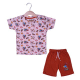 PEACH SUPER MARIO PRINT WITH SHORTS COTTON JERSY FABRIC BABA SUIT