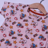 PEACH SUPER MARIO PRINT WITH SHORTS COTTON JERSY FABRIC BABA SUIT