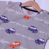 GREY VROOM CARS PRINT WITH SHORTS COTTON JERSY FABRIC BABA SUIT