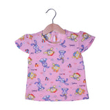 PINK RABBIT & BEAR PRINTED T-SHIRT TOP FOR GIRLS