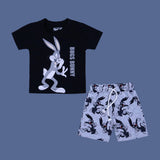 BLACK BUGS BUNNY PRINT WITH SHORTS COTTON JERSY FABRIC BABA SUIT