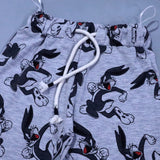 WHITE BUGS BUNNY PRINT WITH SHORTS COTTON JERSY FABRIC BABA SUIT