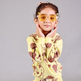 YELLOW MICKEY MOUSE PRINT TERRY FABRIC WINTERS SUIT