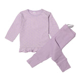 PURPLE POLKA DOT WITH RIB PAJAMA BABY SUIT