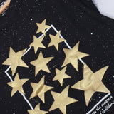 BLACK WITH GOLDEN STARS PRINTED T-SHIRT TOP FOR GIRLS