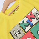 YELLOW BE KIND TO ALL KIND PRINTED T-SHIRT TOP FOR GIRLS