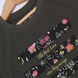 GREEN THE BEST TIME FLOWERS PRINTED T-SHIRT TOP FOR GIRLS