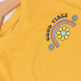 MUSTARD GOOD VIBES PRINTED T-SHIRT TOP FOR GIRLS