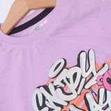 LIGHT PURPLE ENJOY TODAY PRINTED T-SHIRT TOP FOR GIRLS