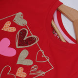 RED "SENDING YOU LOVE" PRINTED T-SHIRT TOP FOR GIRLS