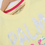 YELLOW PALM TREE PRINTED T-SHIRT TOP FOR GIRLS