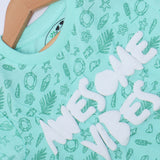 SEA GREEN AWESOME VIBES PRINTED T-SHIRT TOP FOR GIRLS